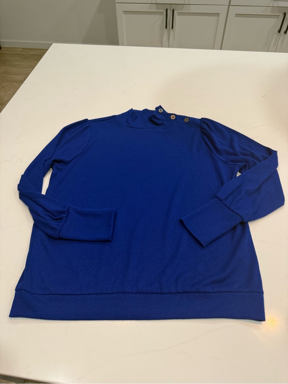 Banana Republic Royal Blue Button-Shoulder Cowl Sweater
